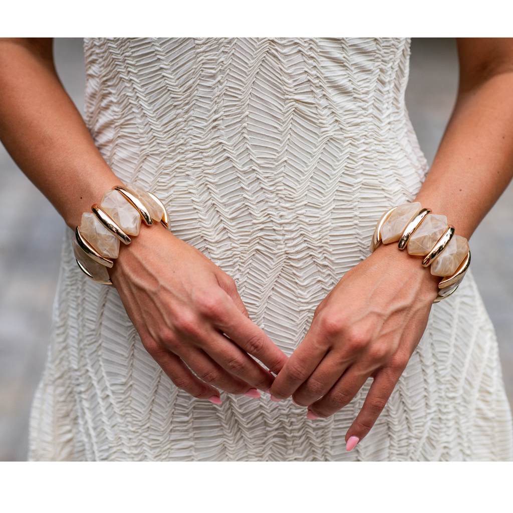 Ivory & Gold Stretch Bracelet