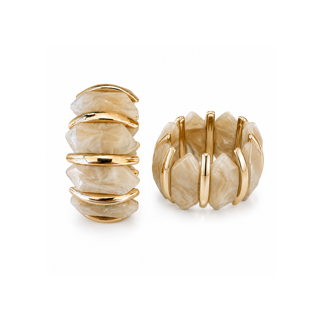 Ivory & Gold Stretch Bracelet
