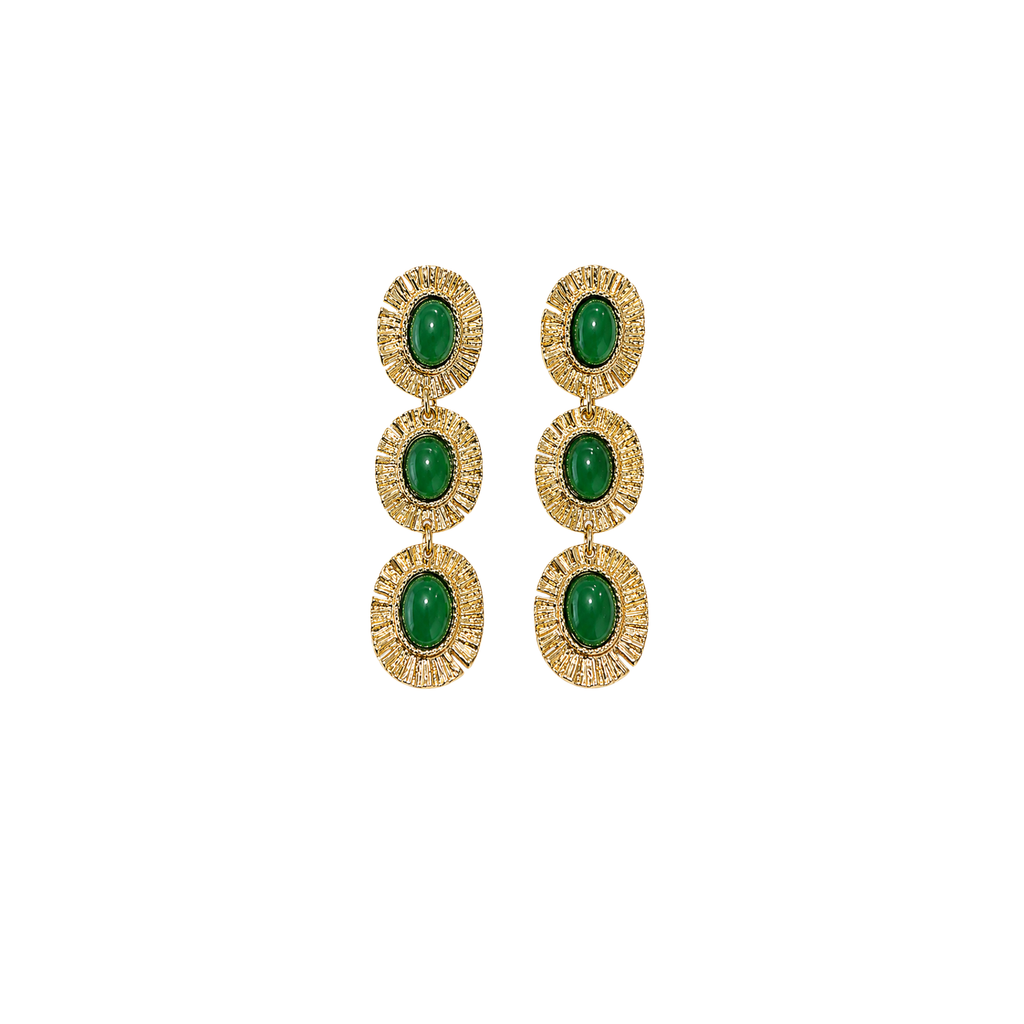 Green & Gold Drop Earrings